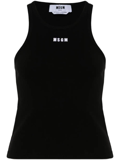 Shop Msgm Ribbed Tank Top Clothing In Black