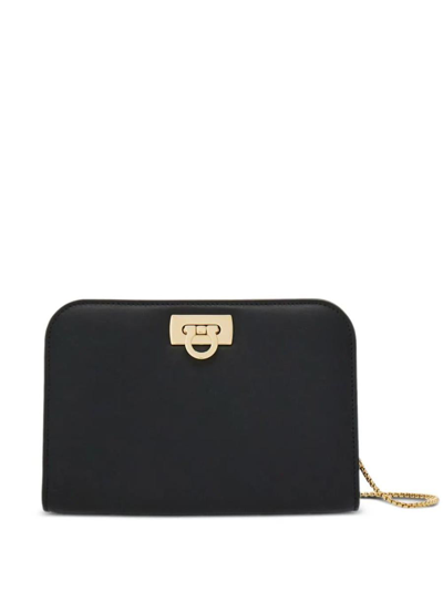 Shop Ferragamo Diana Mini Clutch Bags In Black