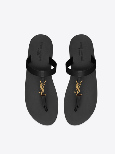 Shop Saint Laurent Cassandre Sandals In Smooth Leather Shoes In Black