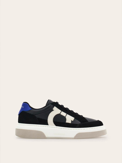 Shop Ferragamo Low Sneaker With Hooks Shoes In Black
