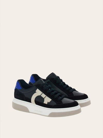 Shop Ferragamo Low Sneaker With Hooks Shoes In Black