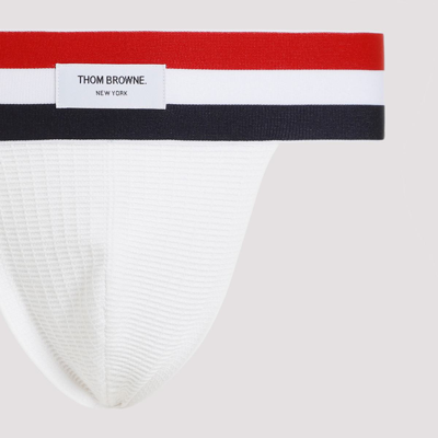 Shop Thom Browne Rwb-stripe Jock-strap Briefs Underwear In White