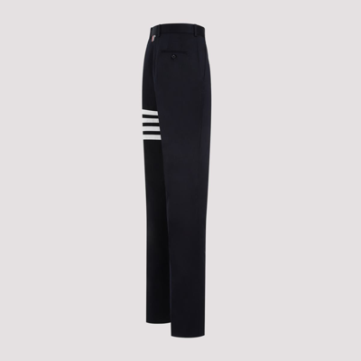 Shop Thom Browne Them Browne 4-bar Unconstructed Trousers Pants In Blue