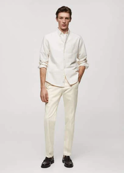 Shop Mango Man Slim Fit Chino Trousers Off White
