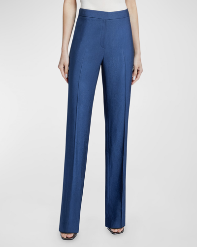Shop Santorelli Amara Straight-leg Twill Pants In Electric Blue