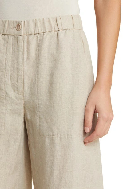 Shop Eileen Fisher Wide Leg Organic Linen Ankle Pants In Undyed Natural