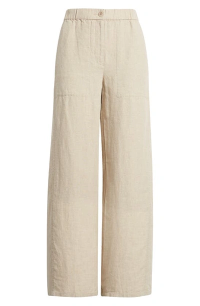 Shop Eileen Fisher Wide Leg Organic Linen Ankle Pants In Undyed Natural
