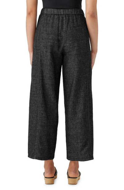 Shop Eileen Fisher Hemp & Organic Cotton Ankle Wide Leg Pants In Black