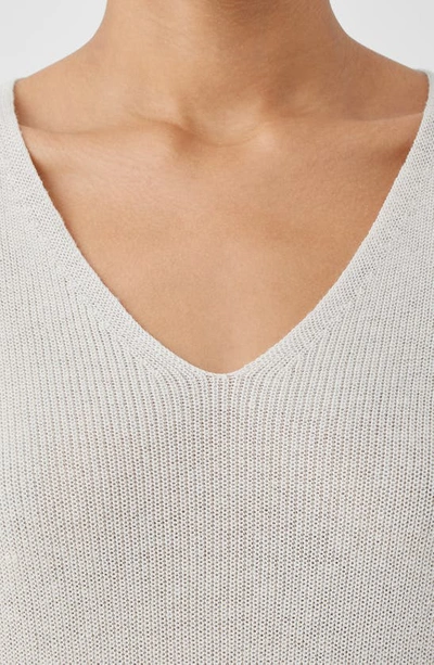 Shop Eileen Fisher Organic Cotton V-neck Tunic Sweater In Bone