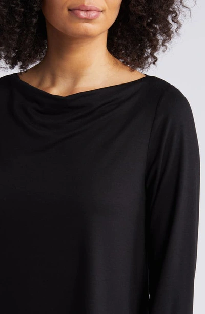 Shop Eileen Fisher Long Sleeve Cowl Neck Top In Black