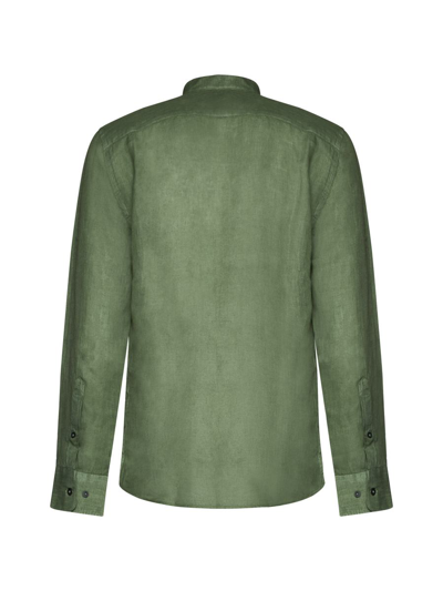 Shop 120% Lino Shirts In Medium Green Soft Fade