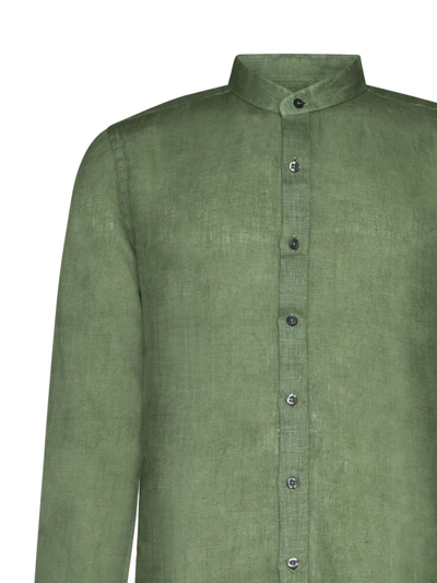 Shop 120% Lino Shirts In Medium Green Soft Fade