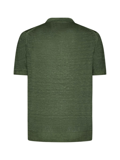 Shop 120% Lino T-shirts And Polos In Medium Green Soft Fade