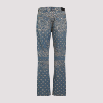 Shop Amiri Bandana Jacquard Straight Jeans In Blue