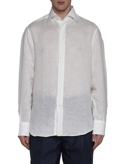 Shop Brunello Cucinelli Shirts In Bianco Naturale