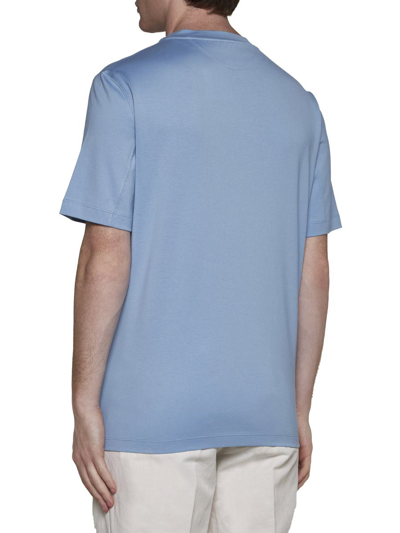 Shop Brunello Cucinelli T-shirts And Polos In Turchese + Off Whit