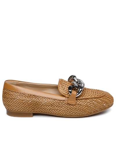 Shop Casadei 'hanoi' Natural Vegan Leather Loafers In Brown