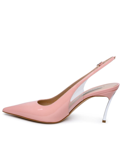 Shop Casadei 'superblade' Tiffany Patent Leather Slingbacks In Pink