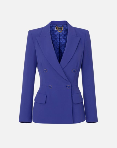 Shop Elisabetta Franchi Jackets In Blue Indaco