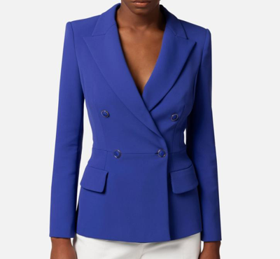 Shop Elisabetta Franchi Jackets In Blue Indaco