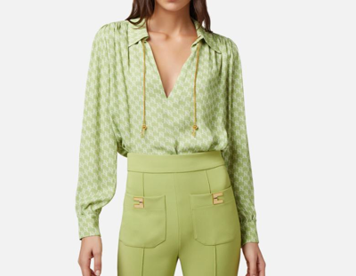 Shop Elisabetta Franchi Shirts In Pistacchio/burro