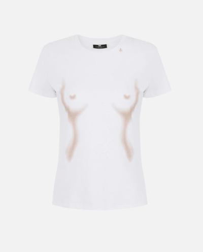 Shop Elisabetta Franchi T-shirts And Polos In Gesso/nudo