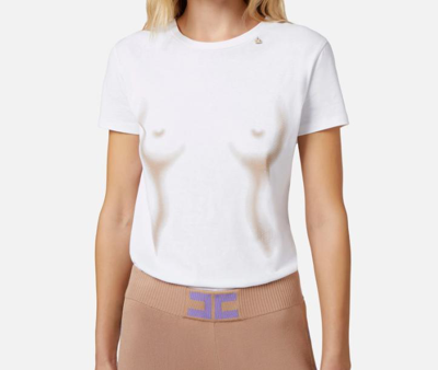Shop Elisabetta Franchi T-shirts And Polos In Gesso/nudo