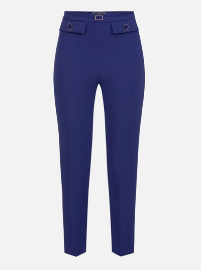 Shop Elisabetta Franchi Trousers In Blue Indaco
