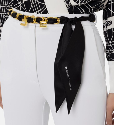 Shop Elisabetta Franchi Trousers In Ivory