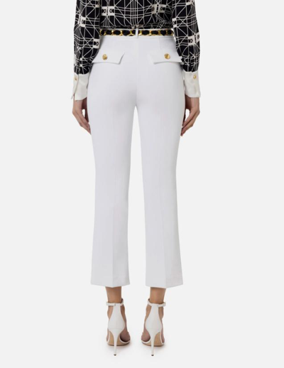 Shop Elisabetta Franchi Trousers In Ivory