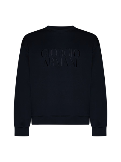 Shop Giorgio Armani Sweaters In Blu Graffite