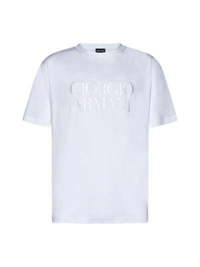 Shop Giorgio Armani T-shirts And Polos In Bianco Otticco