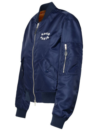 Shop Kenzo 'lucky Tiger' Navy Polyamide Bomber Jacket In Blue