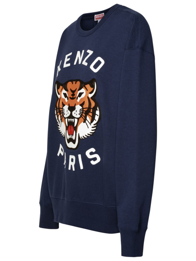Shop Kenzo 'lucky Tiger' Navy Cotton Sweatshirt In Blue