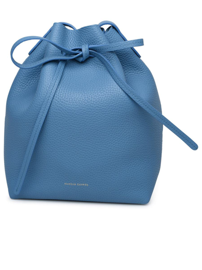 Shop Mansur Gavriel Lake Leather Mini Bucket Bag In Blue