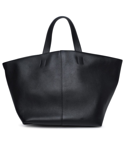 Shop Mansur Gavriel 'tulip' Black Calf Leather Bag