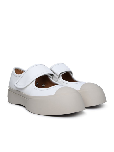 Shop Marni 'mary Jane' White Nappa Leather Sneakers