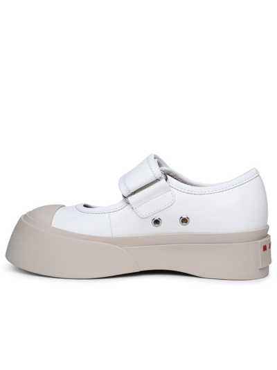 Shop Marni 'mary Jane' White Nappa Leather Sneakers