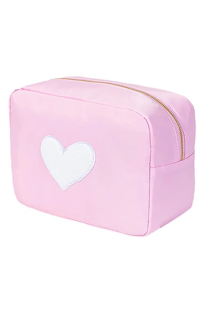 Shop Bloc Bags Xl Heart Cosmetics Bag In Baby Pink