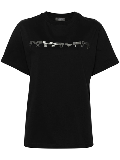 Shop Mugler Executive T-shirt With Print In Black