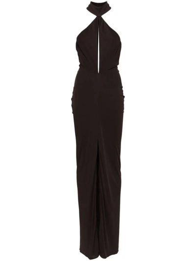 Shop Tom Ford High Neck Evening Dress Clothing In Brown