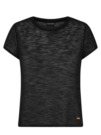 Shop Tom Ford Slub Cotton Jersey Crewneck T-shirt Clothing In Black