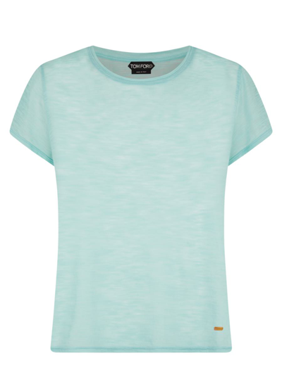Shop Tom Ford Slub Cotton Jersey Crewneck T-shirt Clothing In Blue
