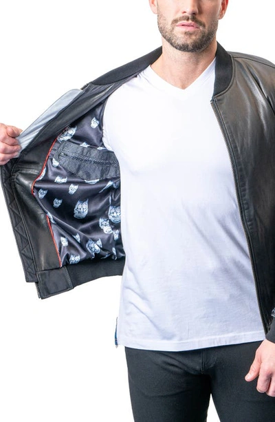 Maceoo Skull Sleeve Leather Jacket In Black