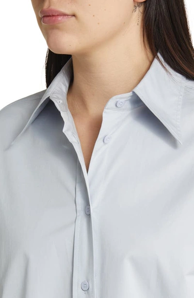 Shop Closed Iconic Solid Stretch Cotton Button-up Shirt In Soft Blue