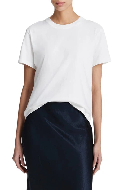 Shop Vince Pima Cotton Crewneck T-shirt In Optic White