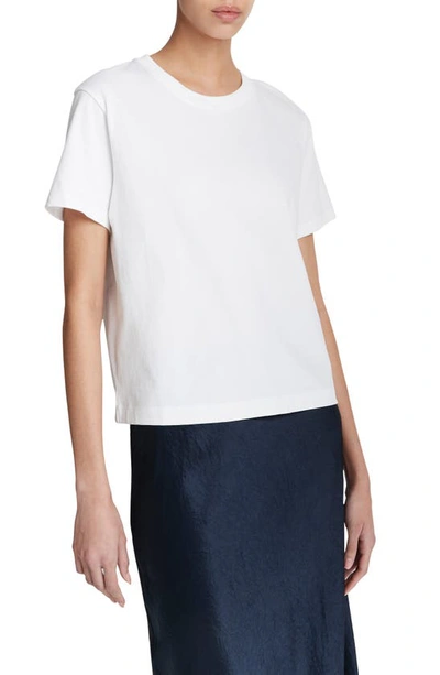 Shop Vince Pima Cotton Crewneck T-shirt In Optic White