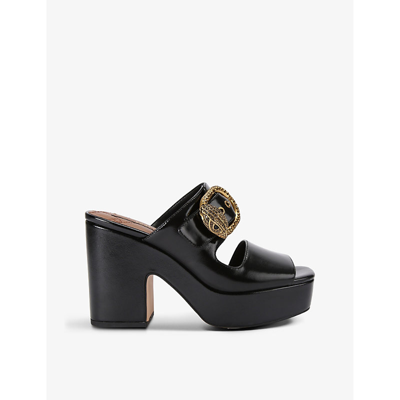 Shop Kurt Geiger Mayfair Platform-sole Leather Sandals In Black