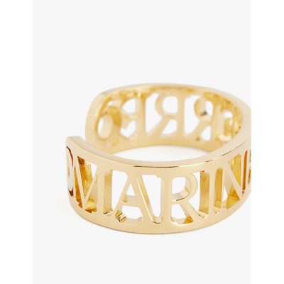 Shop Marine Serre Women's Gold Brand-motif Gold-tone Brass Bangle