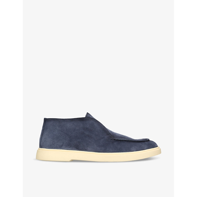 Officine Creative Mens Navy Bones Slip-on Suede Boots In Navy